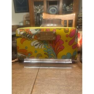 Kate Spade New York Sunshine Floral Zip Around Wallet Retro or 70's Inspired EUC